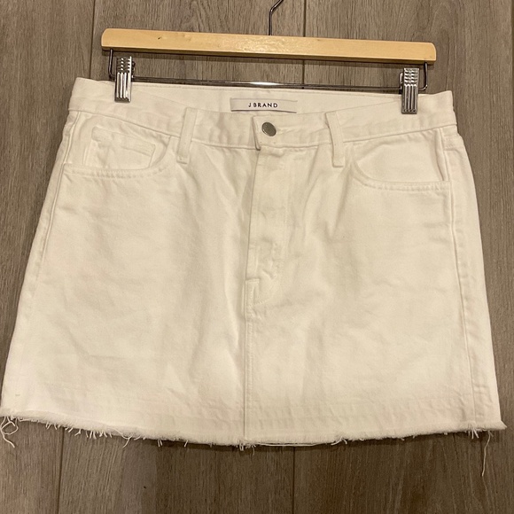 J BRAND Skirt Bonny Denim White Raw Hem Button Fly Waist 27 - Picture 2 of 9